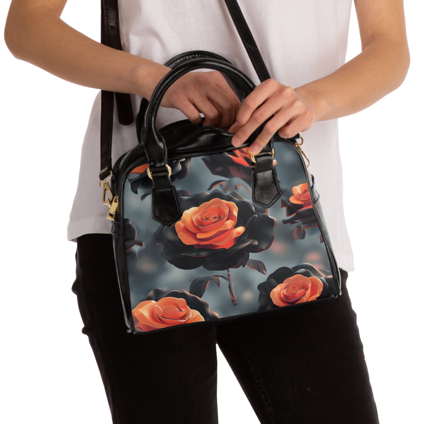 Rose Shoulder Handbag - Vibrant Floral Design