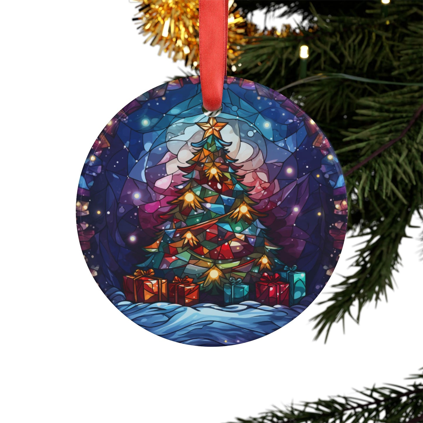 Acrylic Ornament - Stained Glass Christmas Tree Design