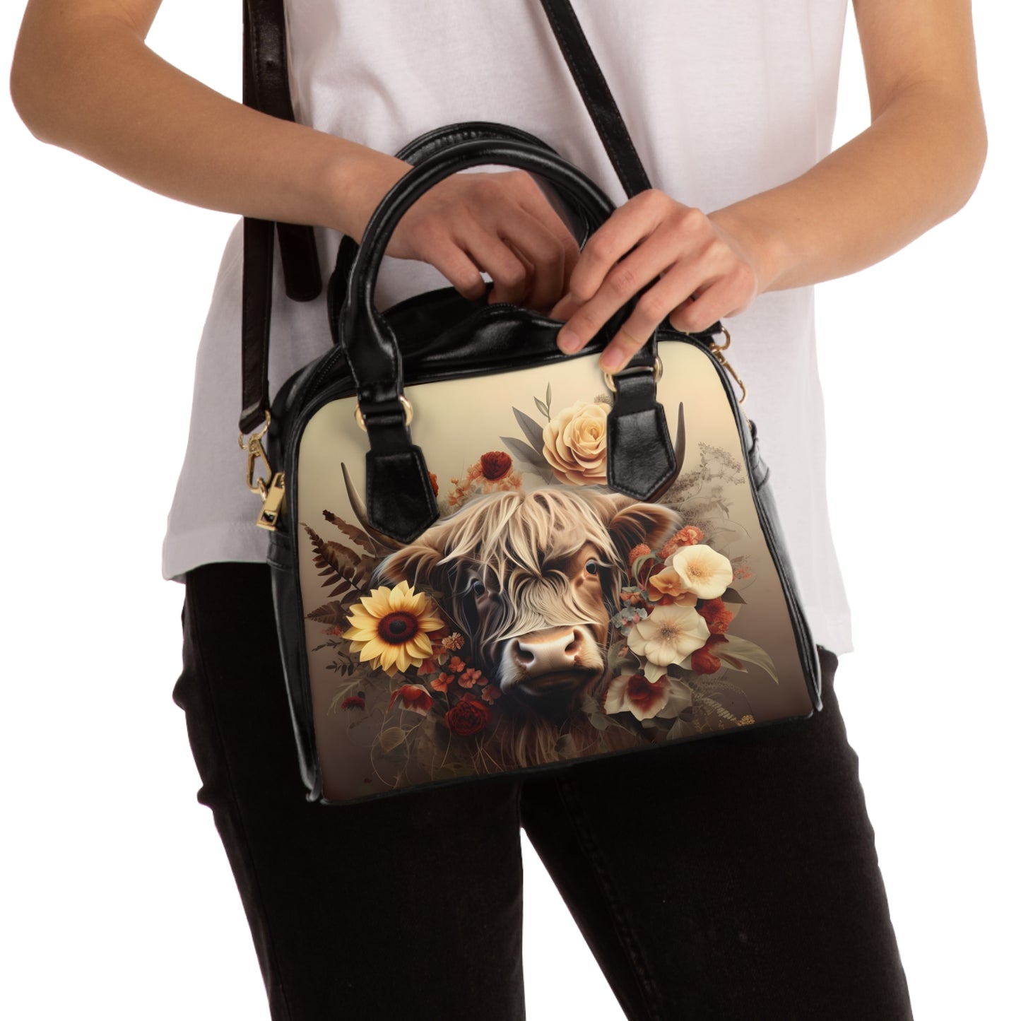 Vintage Highland Cow Shoulder Bag