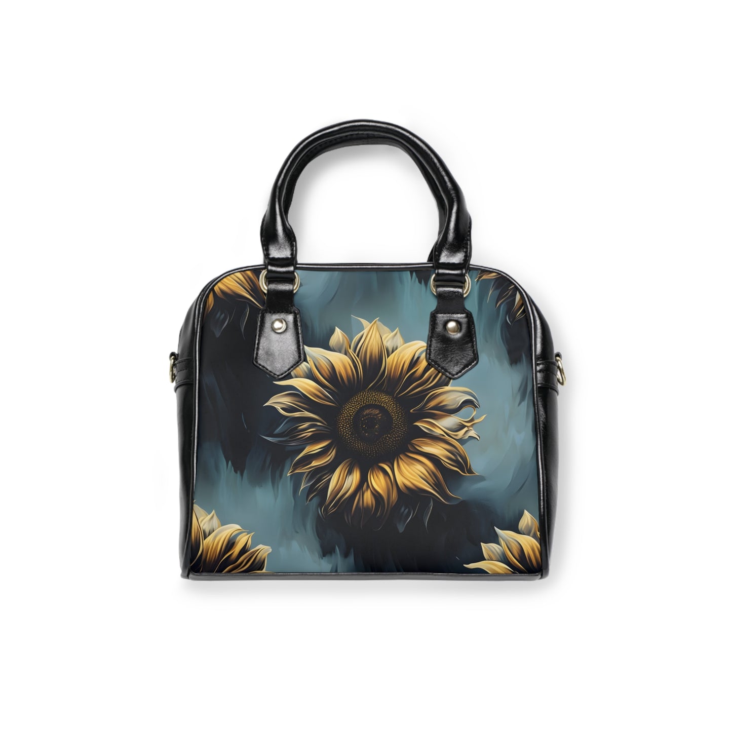 Blue Sunflowers Floral Shoulder Handbag