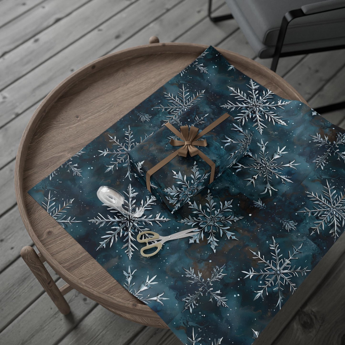 Holiday Metallic Snowflake Wrapping Paper