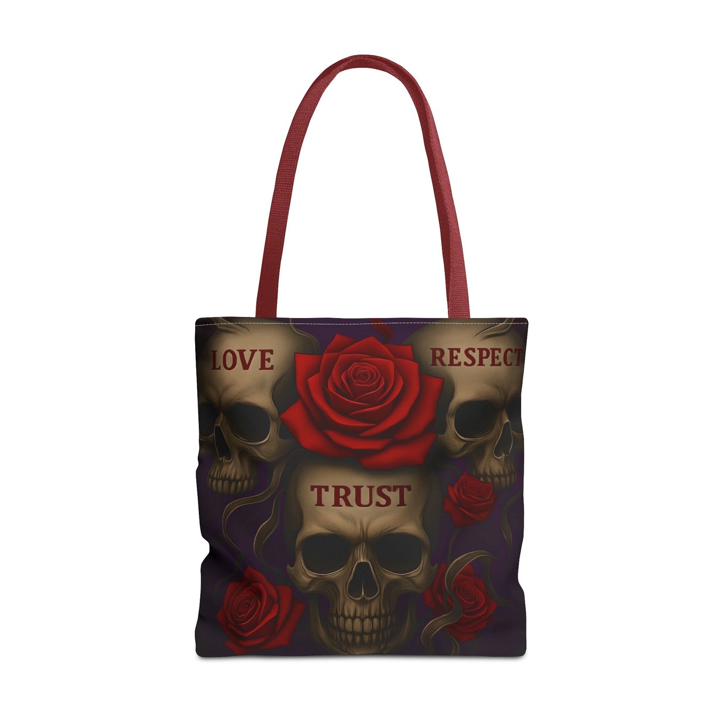 Skull and Red Rose Trust Love Respect Tote