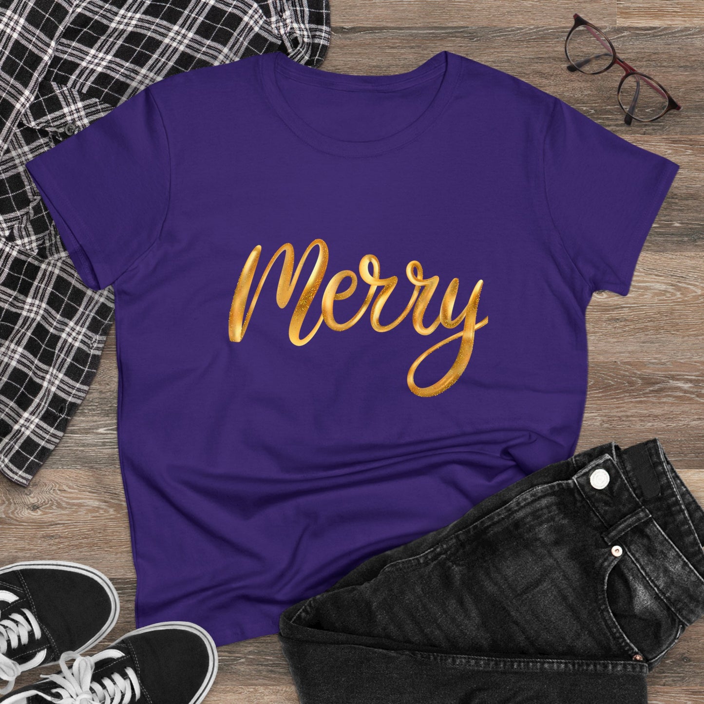 Gold Merry Christmas Tee