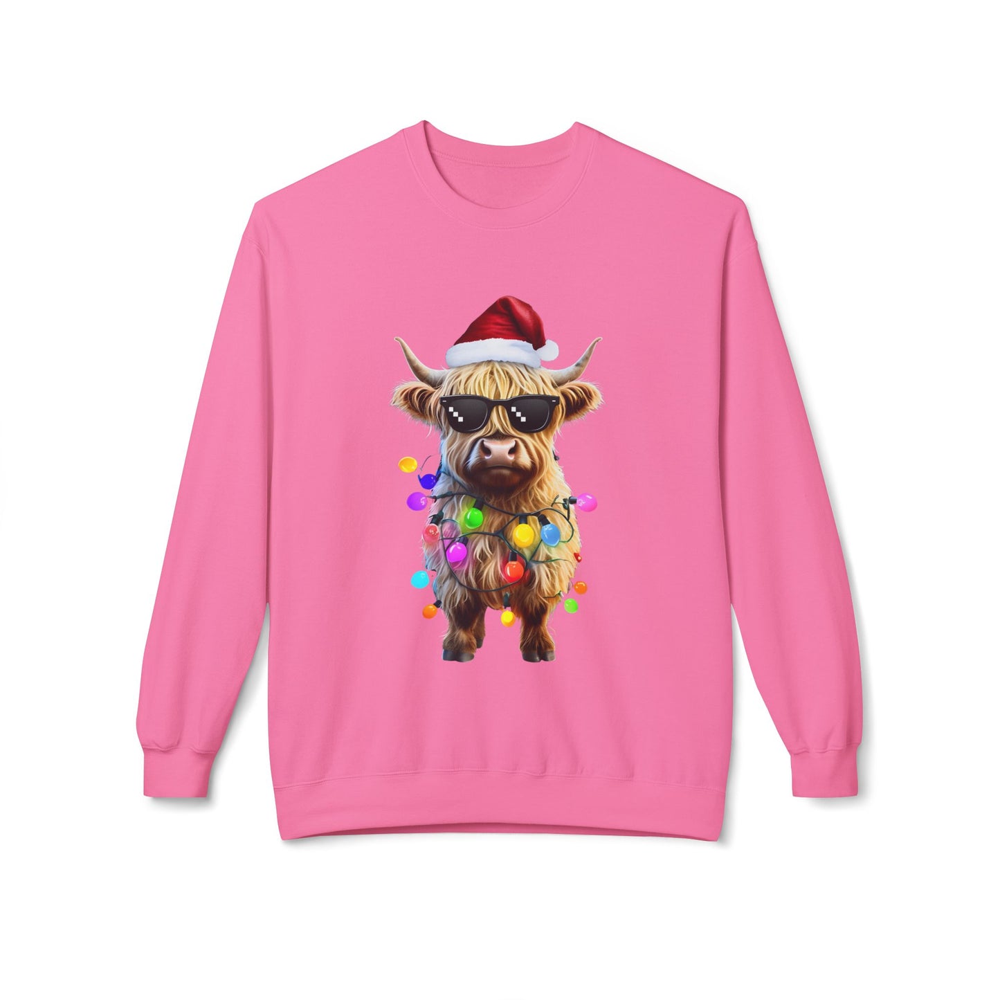 Highland Cow Christmas Lights Sweatshirt