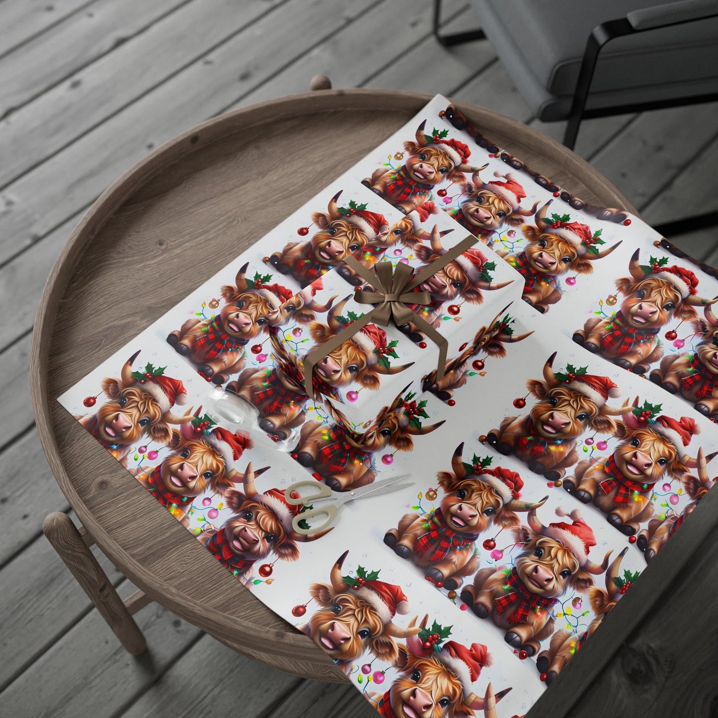 Wrapping Paper - Laughing Highland Cow Design