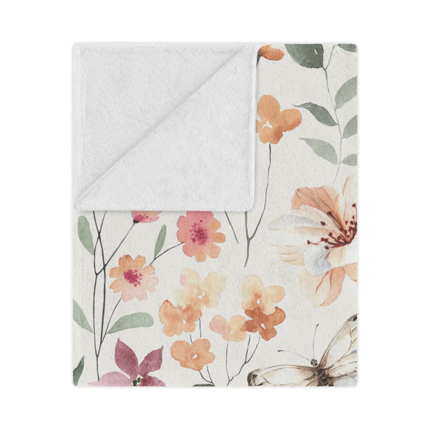 Floral Blanket, Cozy Throw, Baby Shower Gift, Nursery Decor, Soft & Warm Minky Blanket for Home Decor