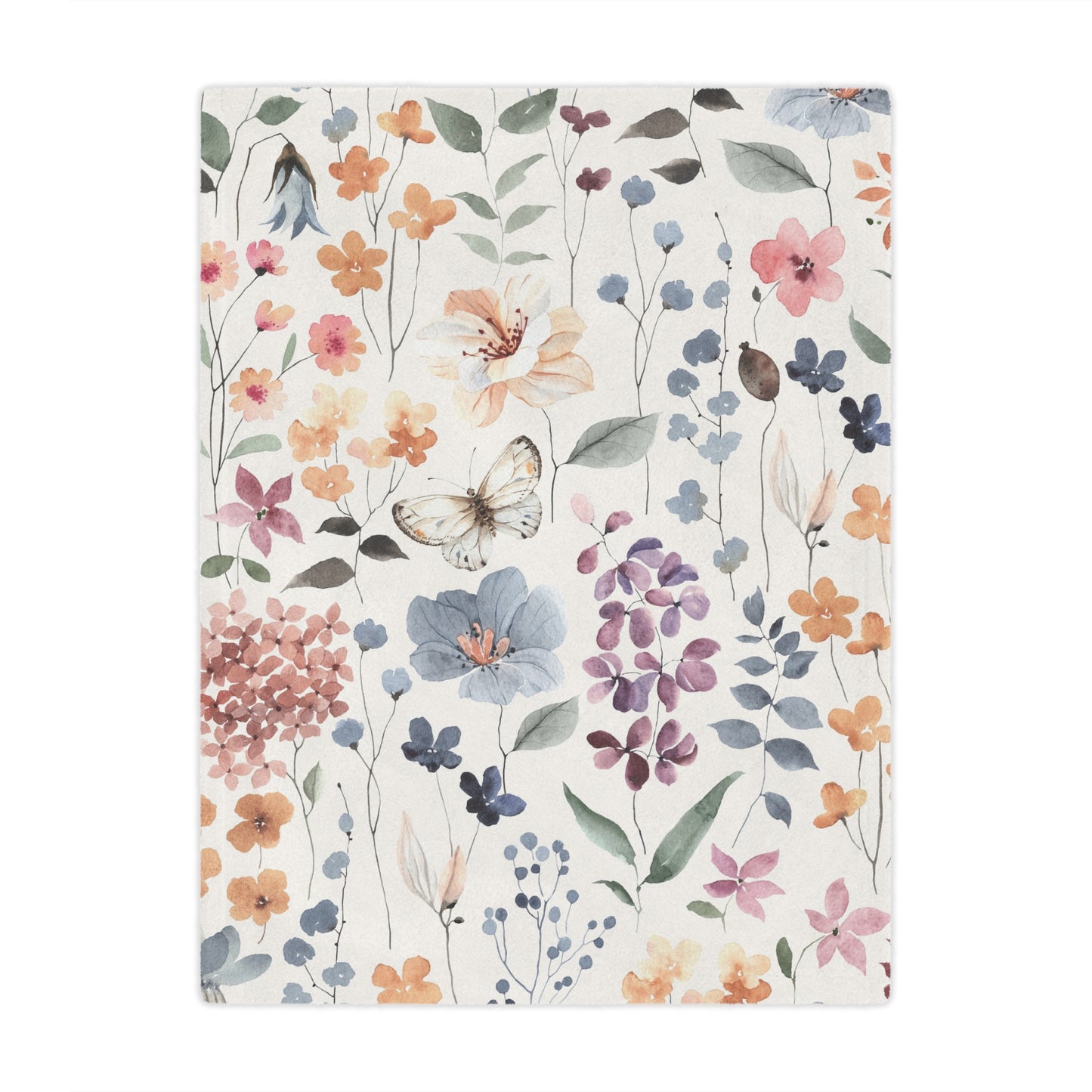 Floral Blanket, Cozy Throw, Baby Shower Gift, Nursery Decor, Soft & Warm Minky Blanket for Home Decor