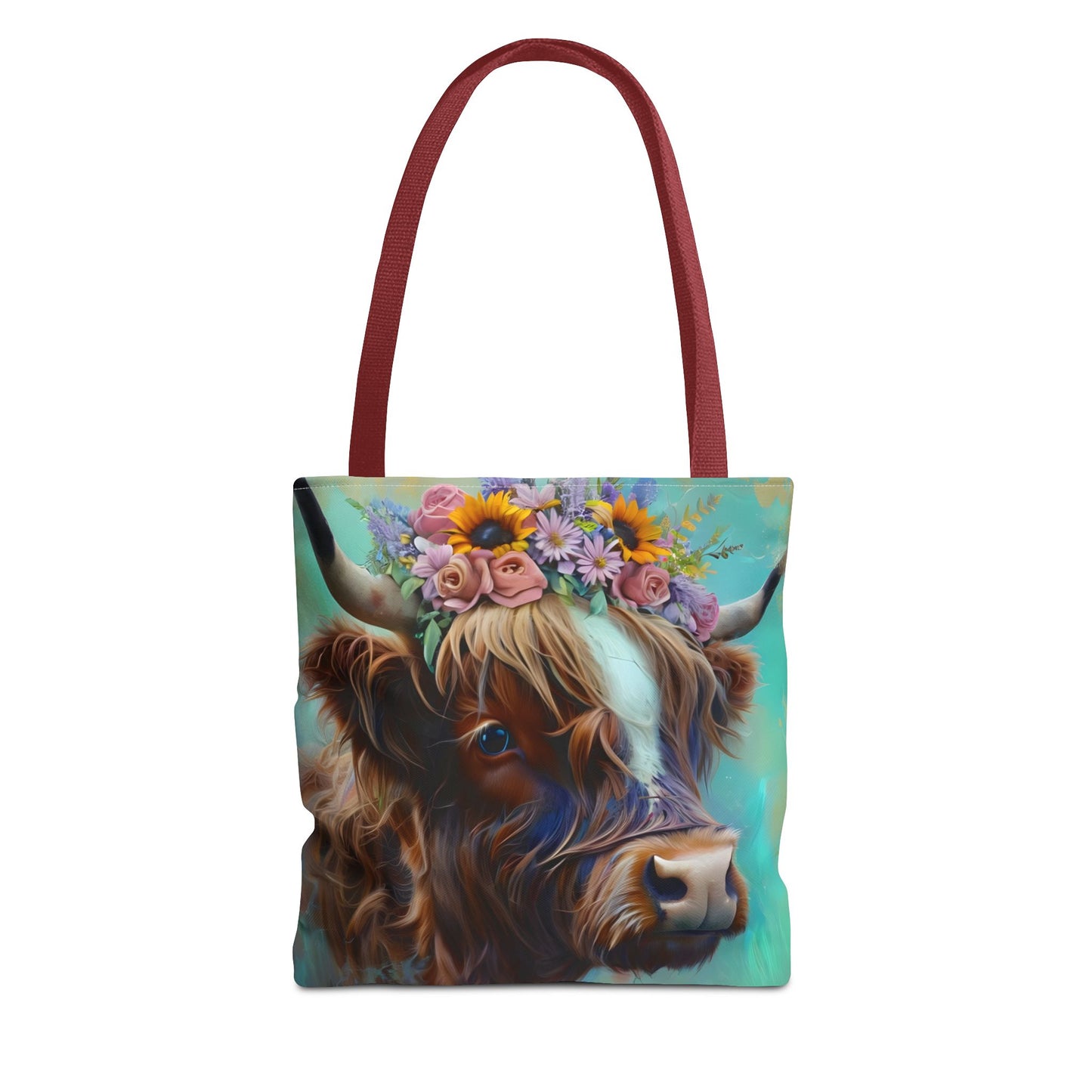 Floral Crown Highland CowTote Bag