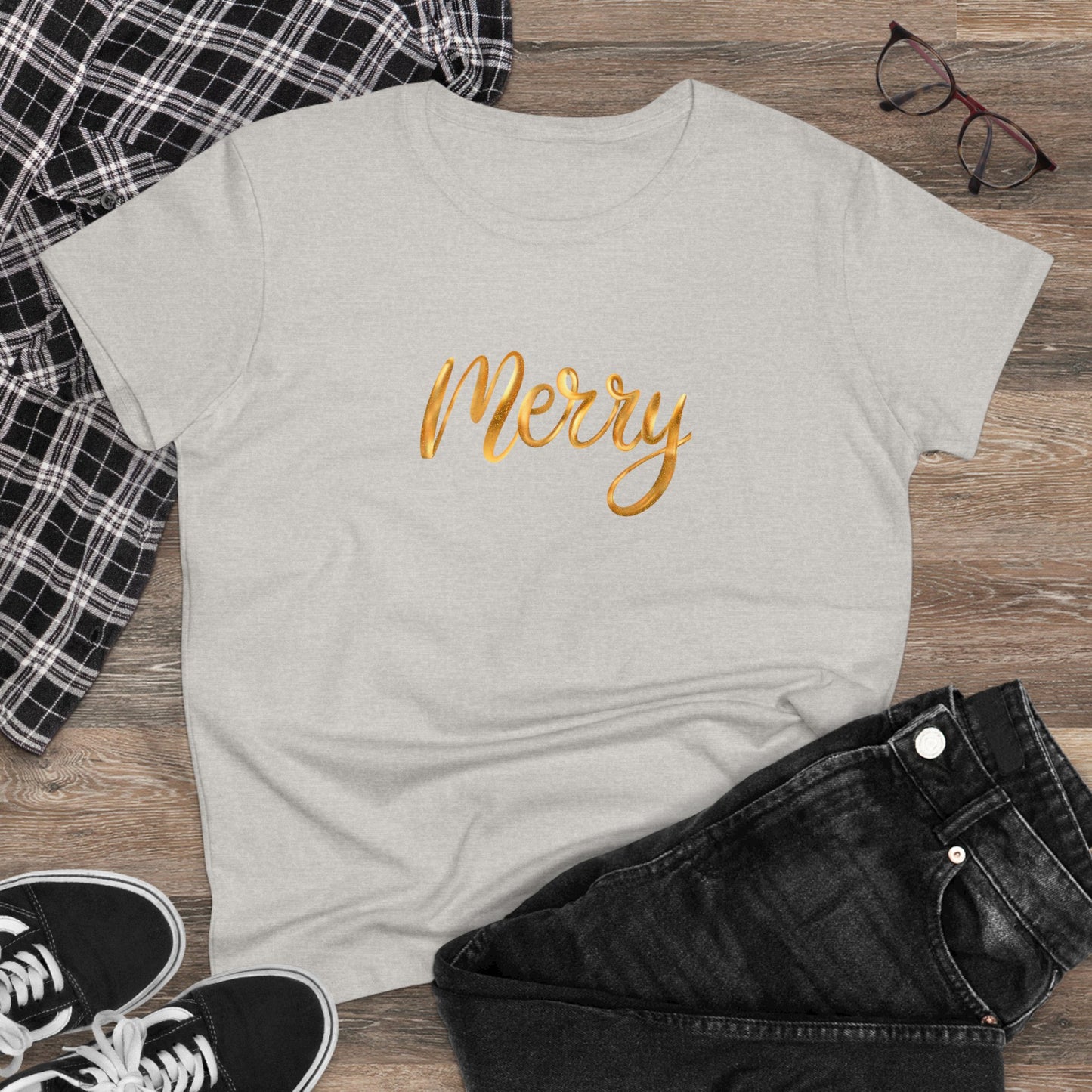 Gold Merry Christmas Tee