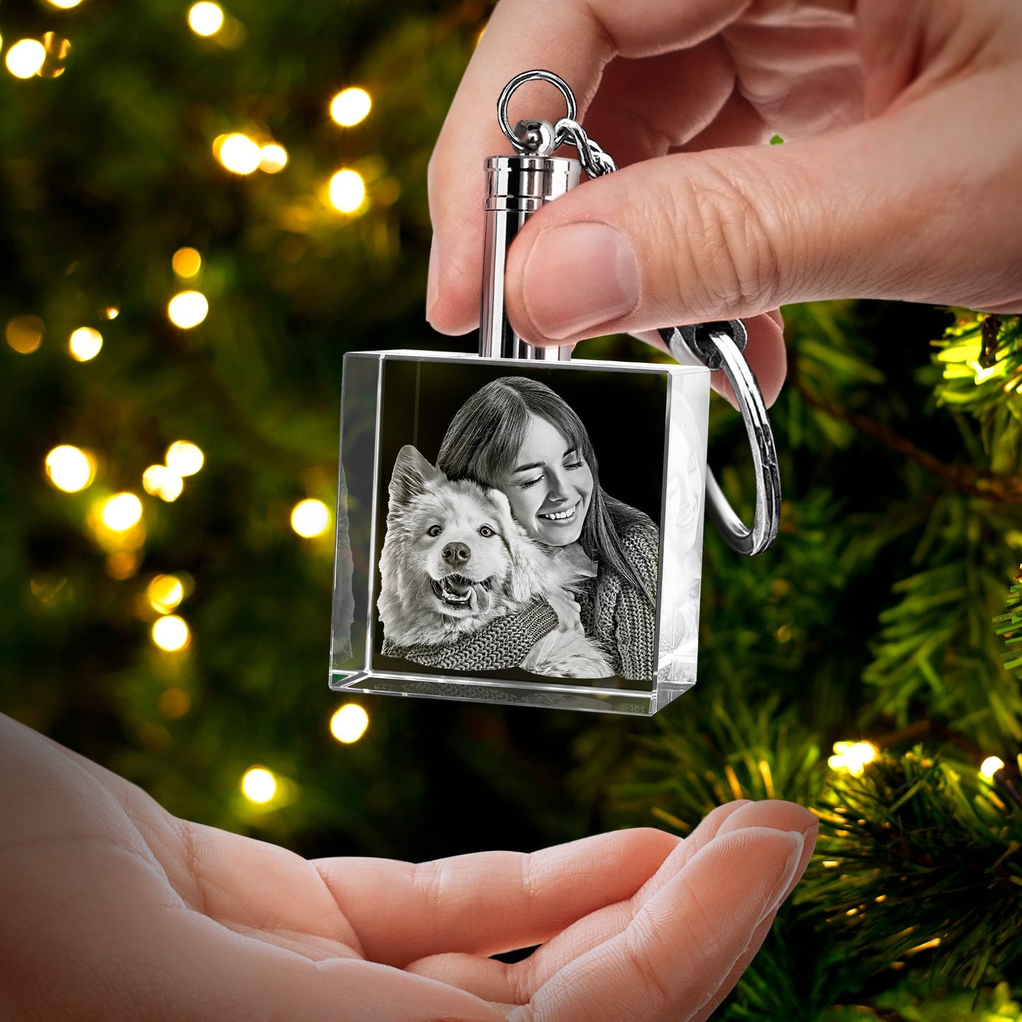 3D Crystal Square Keychain