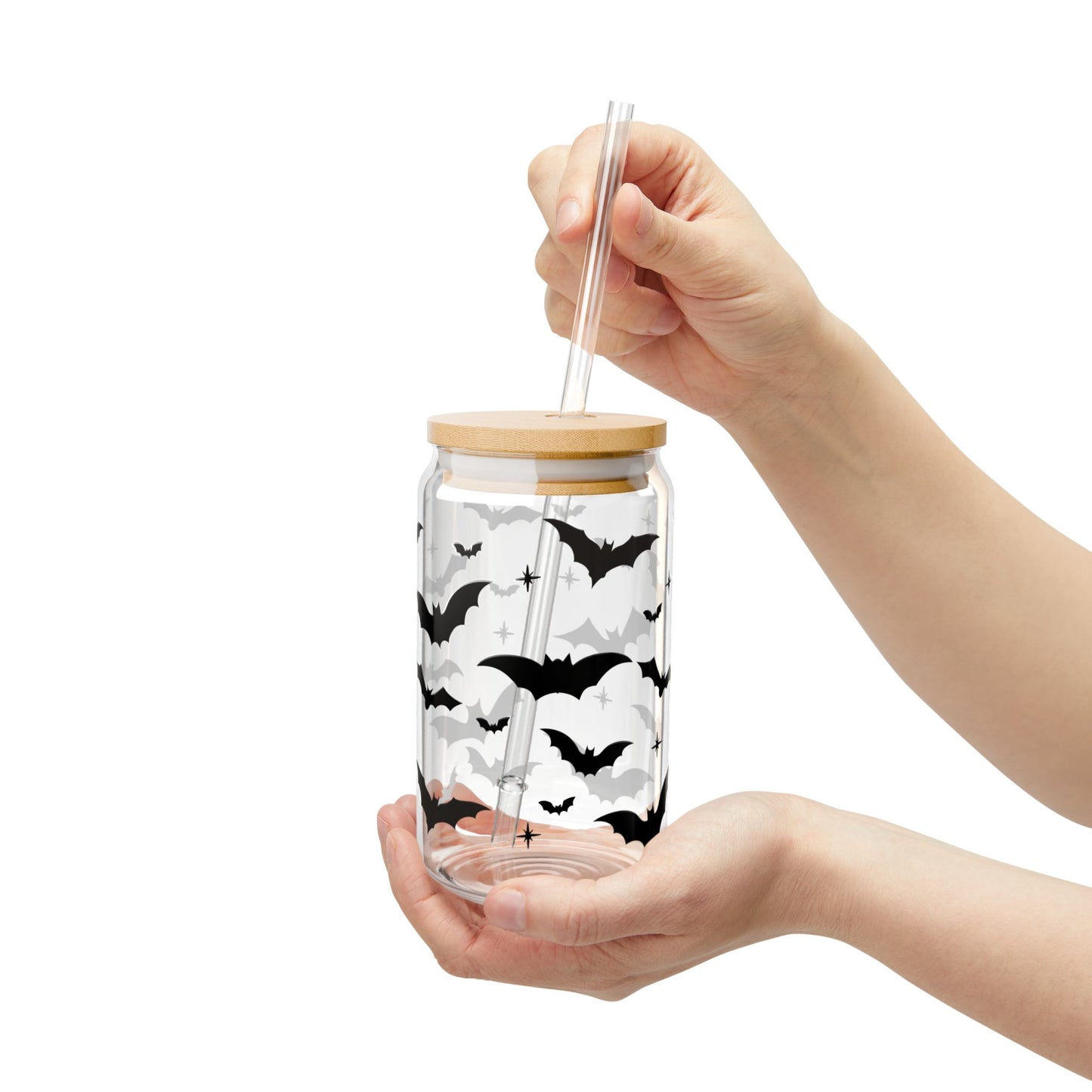 Halloween Themed Sipper Glass, 16 oz | Bat Design for Spooky Parties, Halloween Gifting, Eco-Friendly Drinkware, Fall Decor, Unique [...]