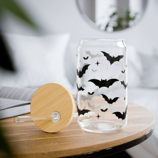 Halloween Themed Sipper Glass, 16 oz | Bat Design for Spooky Parties, Halloween Gifting, Eco-Friendly Drinkware, Fall Decor, Unique [...]