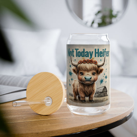 Highland Cow Not Today Sipper Glass