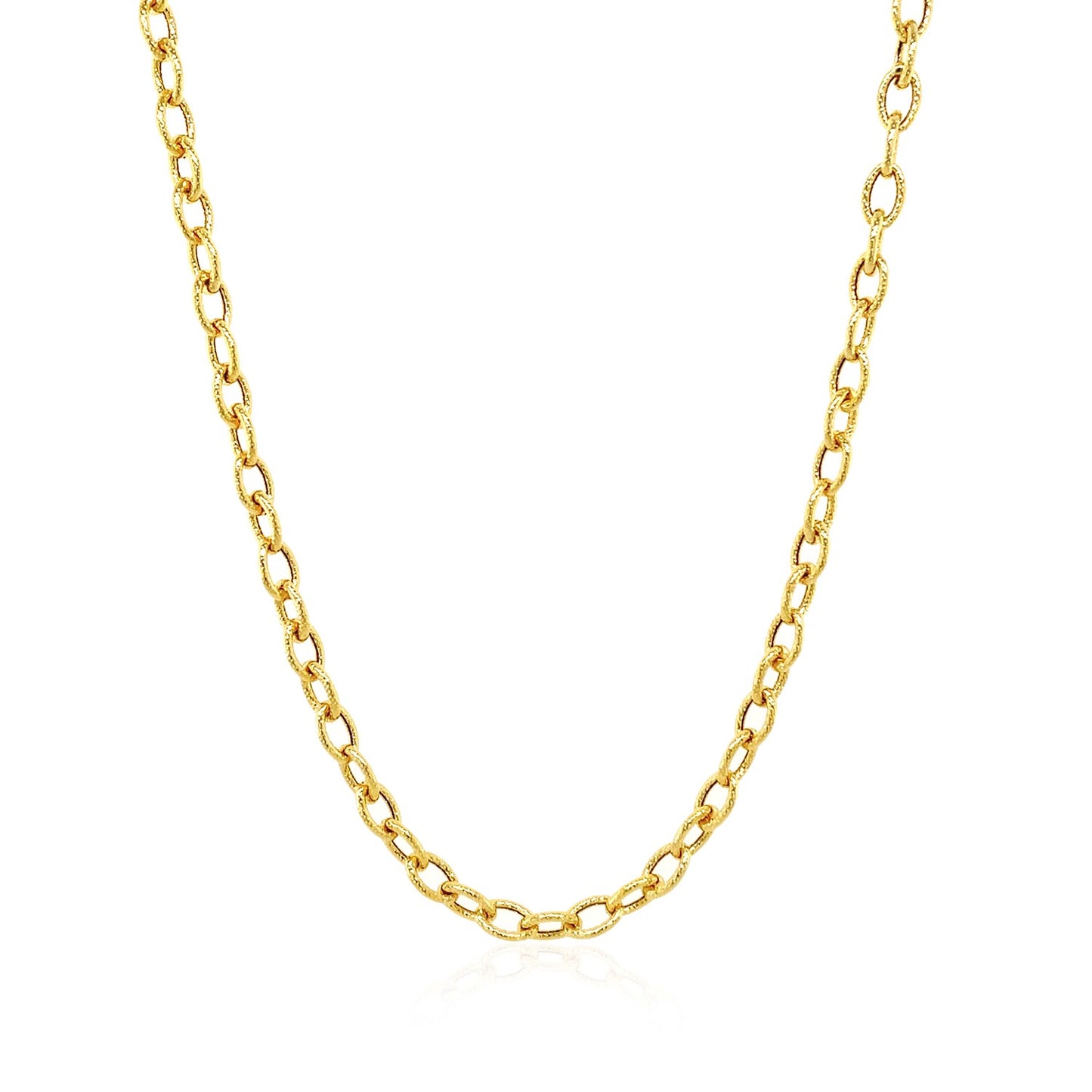 14k Yellow Gold Pendant Chain with Textured Links (3.3 mm)