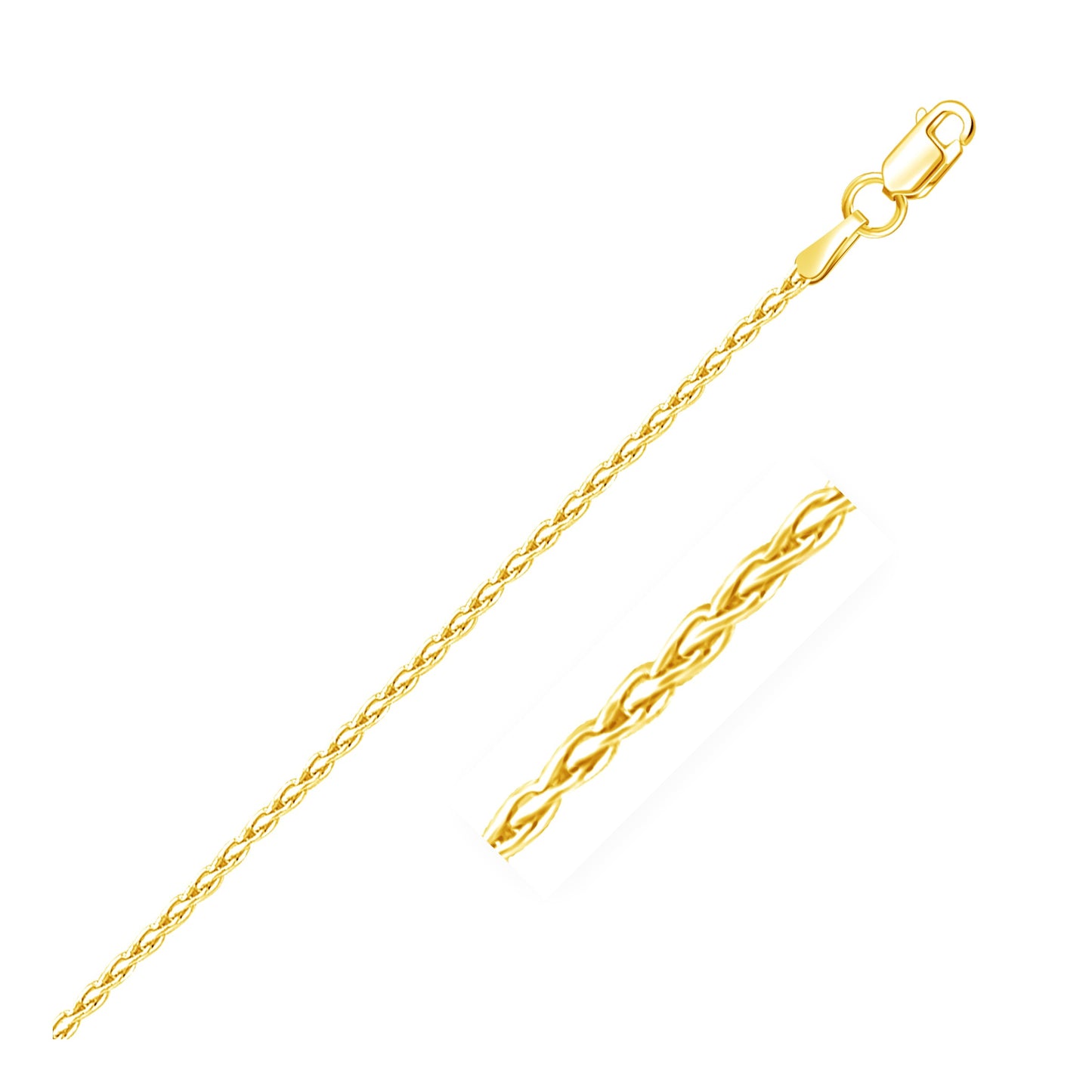 14k Yellow Gold Round Wheat Chain (1.5 mm)