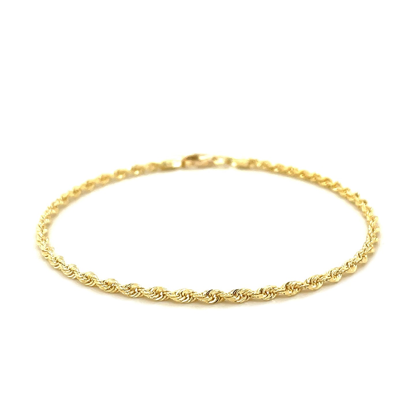 14k Yellow Gold Solid Diamond Cut Rope Bracelet (2.50 mm)