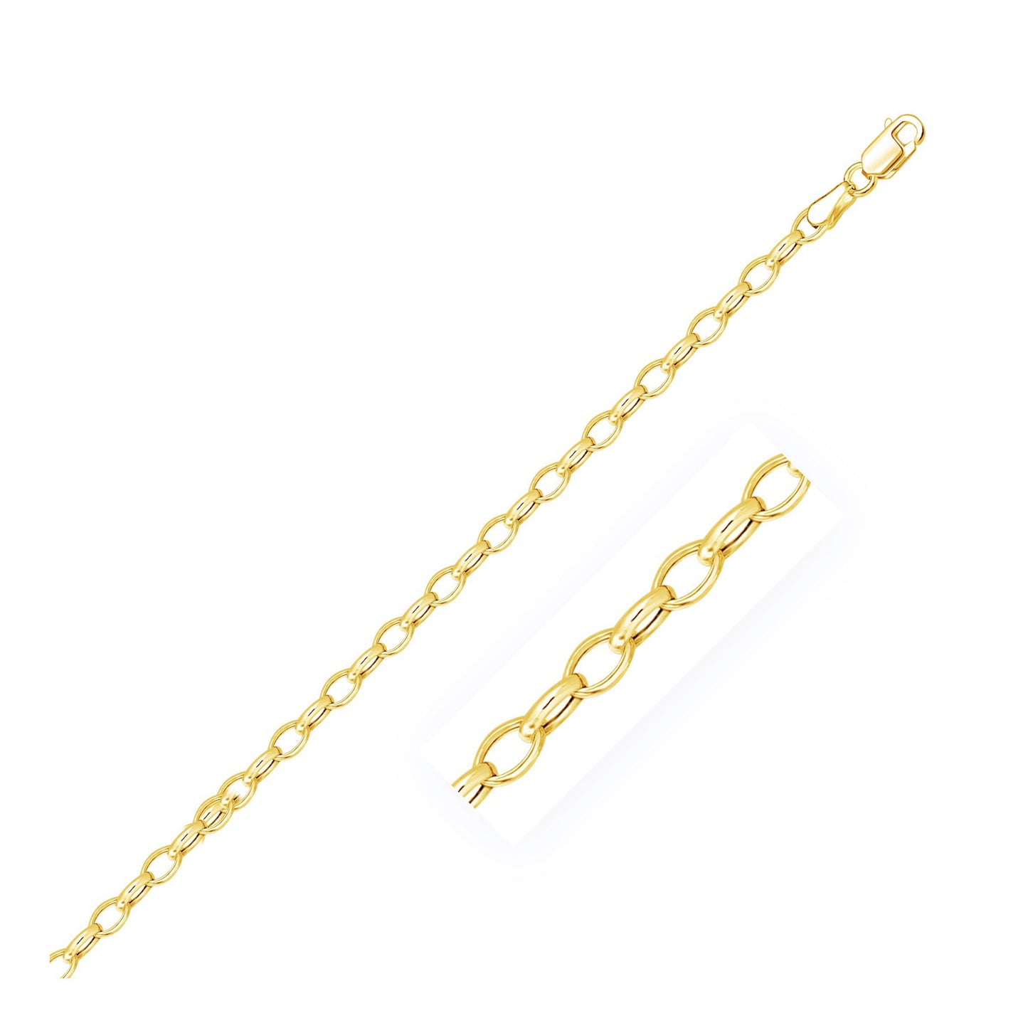 14k Yellow Gold Oval Rolo Chain (3.20 mm)