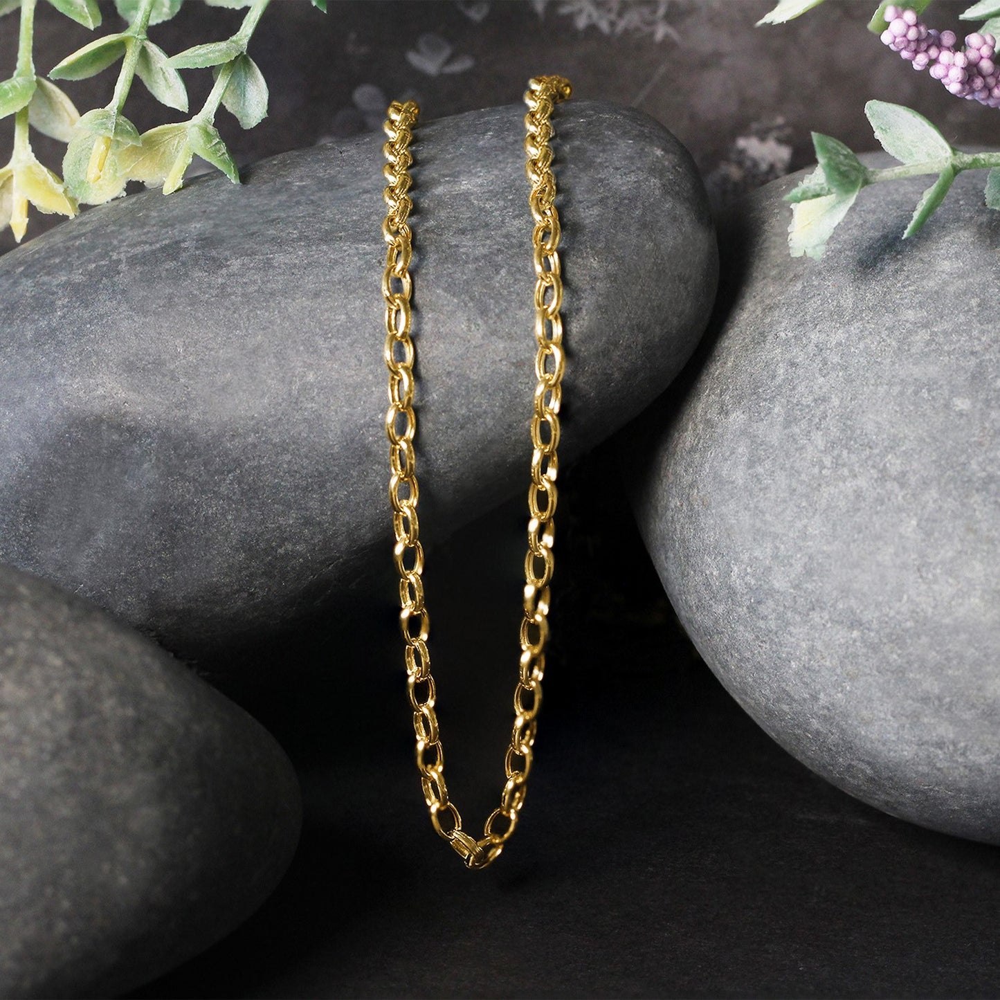 14k Yellow Gold Oval Rolo Chain (3.20 mm)