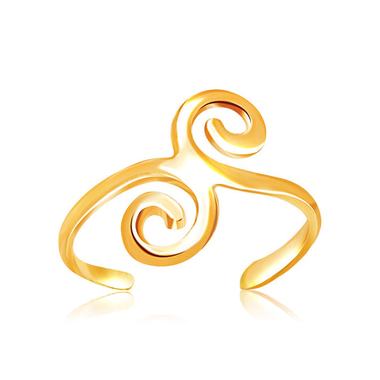 14k Yellow Gold Scrollwork Motif Toe Ring