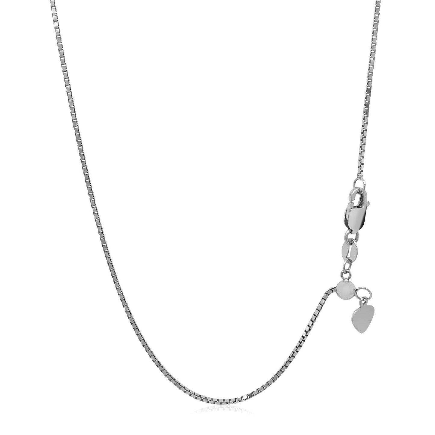 14k White Gold Adjustable Box Chain (1.10 mm)