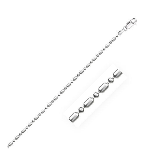 14k White Gold Diamond-Cut Alternating Bead Chain (1.30 mm)