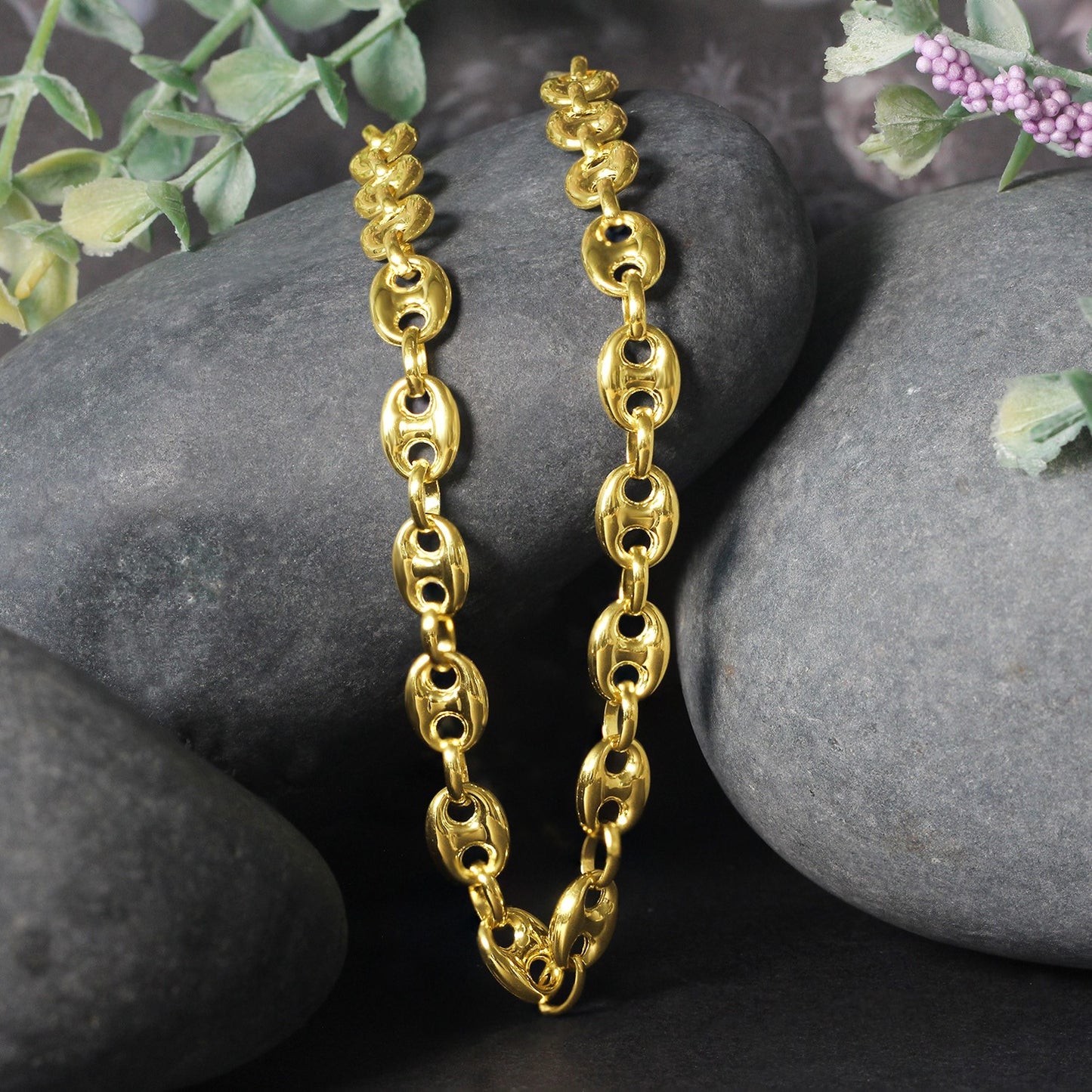 14k Yellow Gold Puffed Mariner Link Chain (6.80 mm)