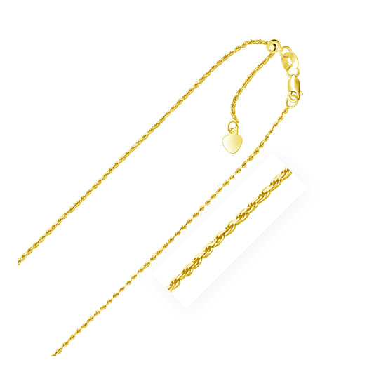 14k Yellow Gold Adjustable Rope Chain (0.95 mm)