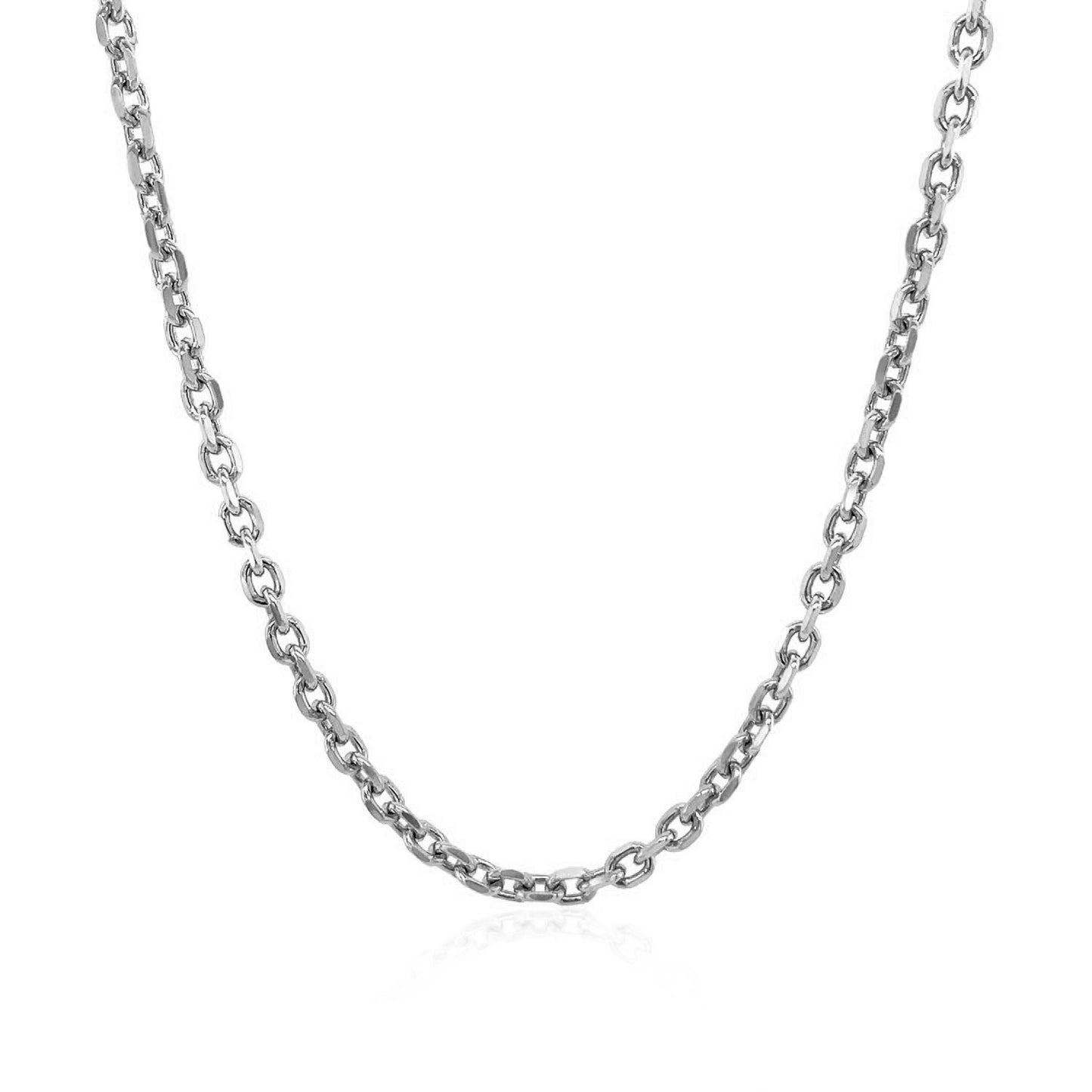 14k White Gold Diamond Cut Cable Link Chain (2.20 mm)