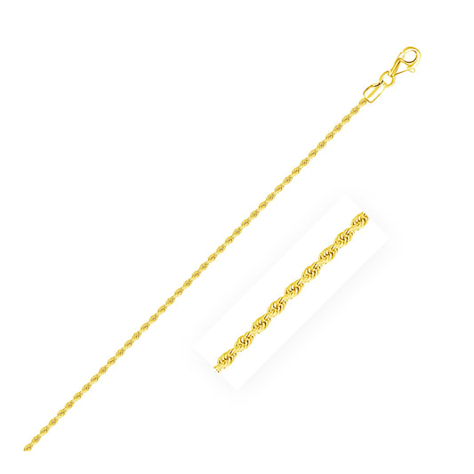 2.0mm 14k Yellow Gold Diamond Cut Rope Anklet