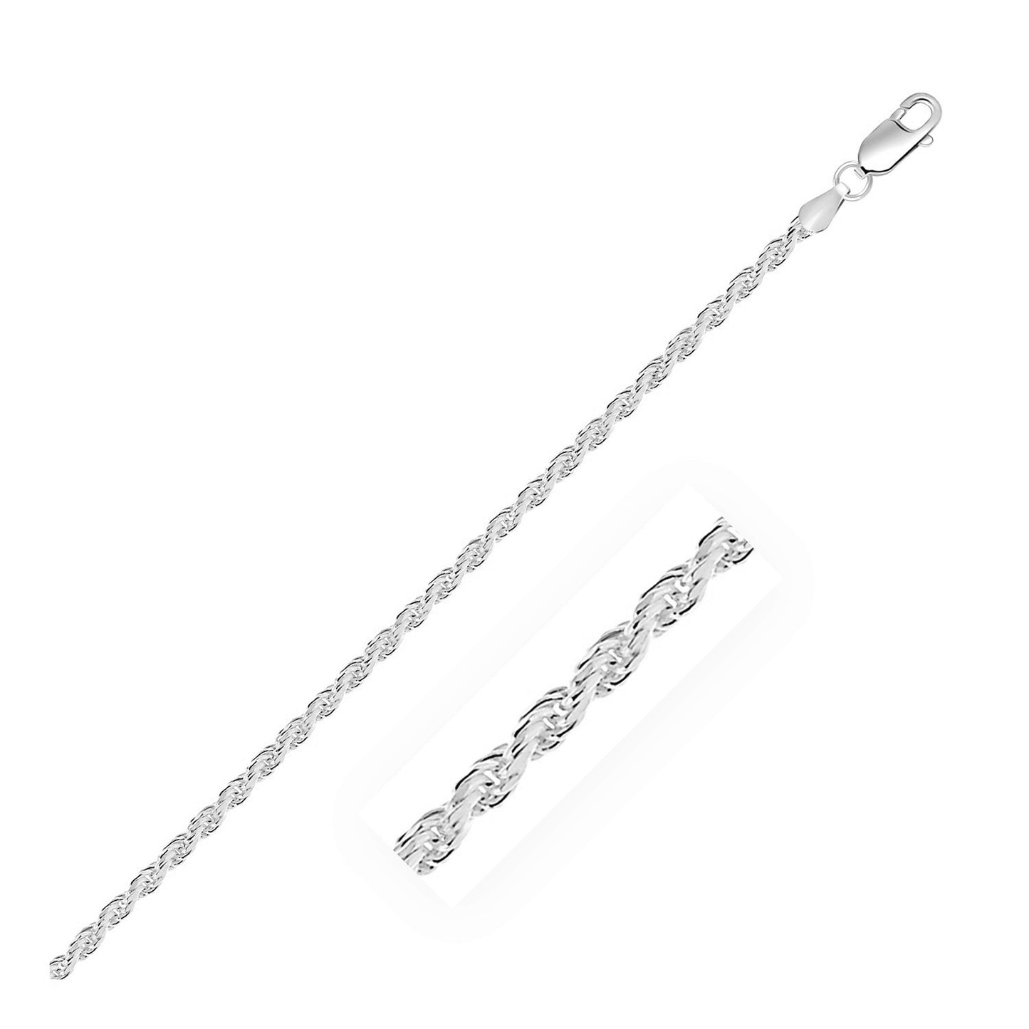 Sterling Silver Diamond Cut Rope Style Chain (2.90 mm)