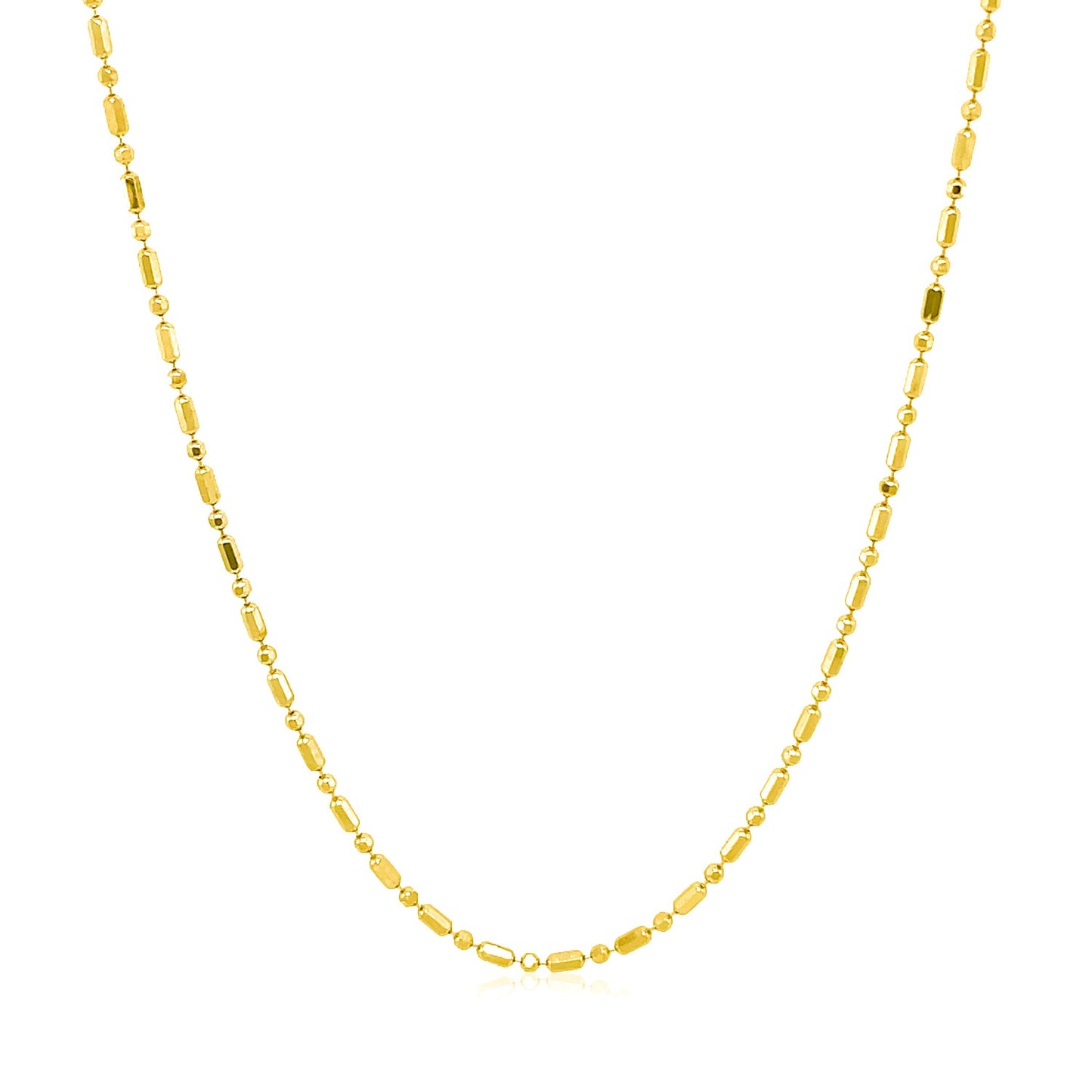 14k Yellow Gold Diamond-Cut Alternating Bead Chain (1.10 mm)