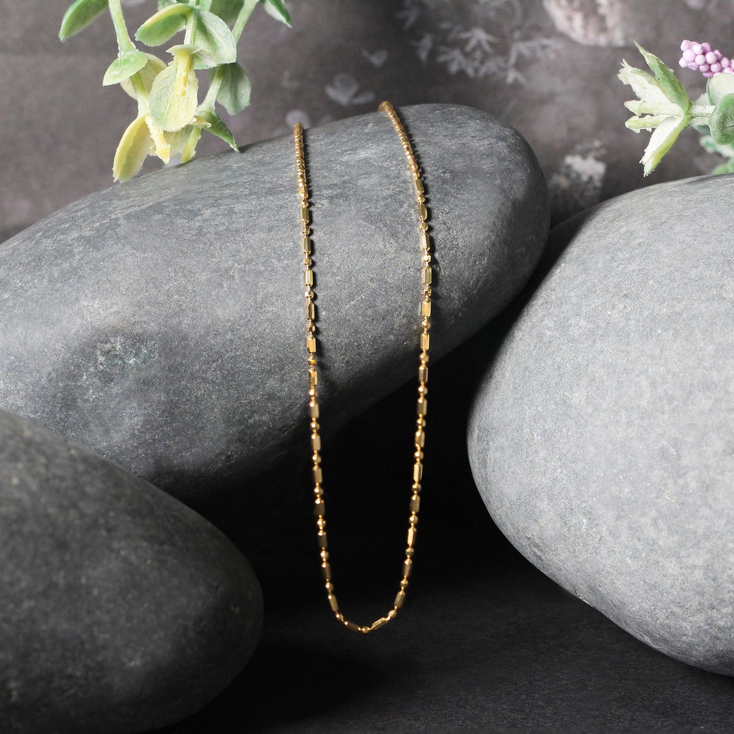 14k Yellow Gold Diamond-Cut Alternating Bead Chain (1.10 mm)