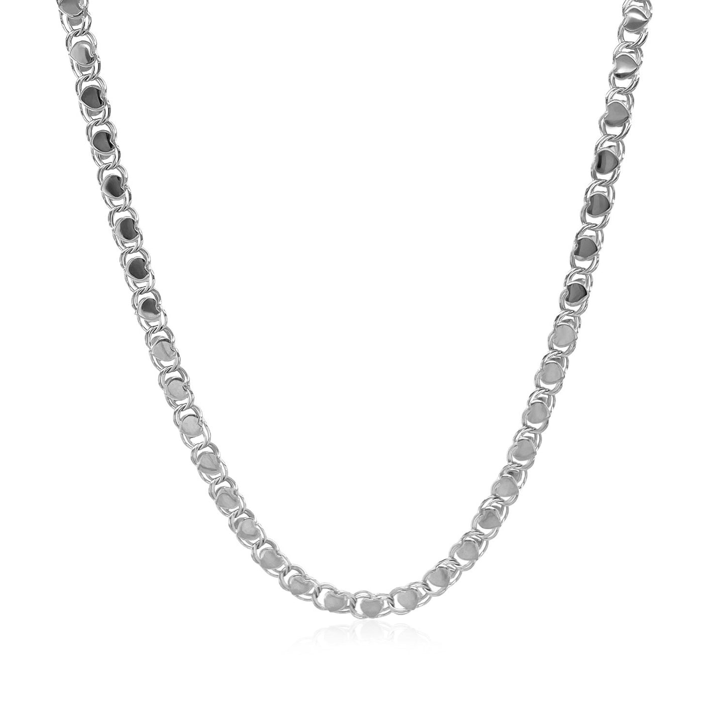 14k White Gold Heart Chain (3.00 mm)