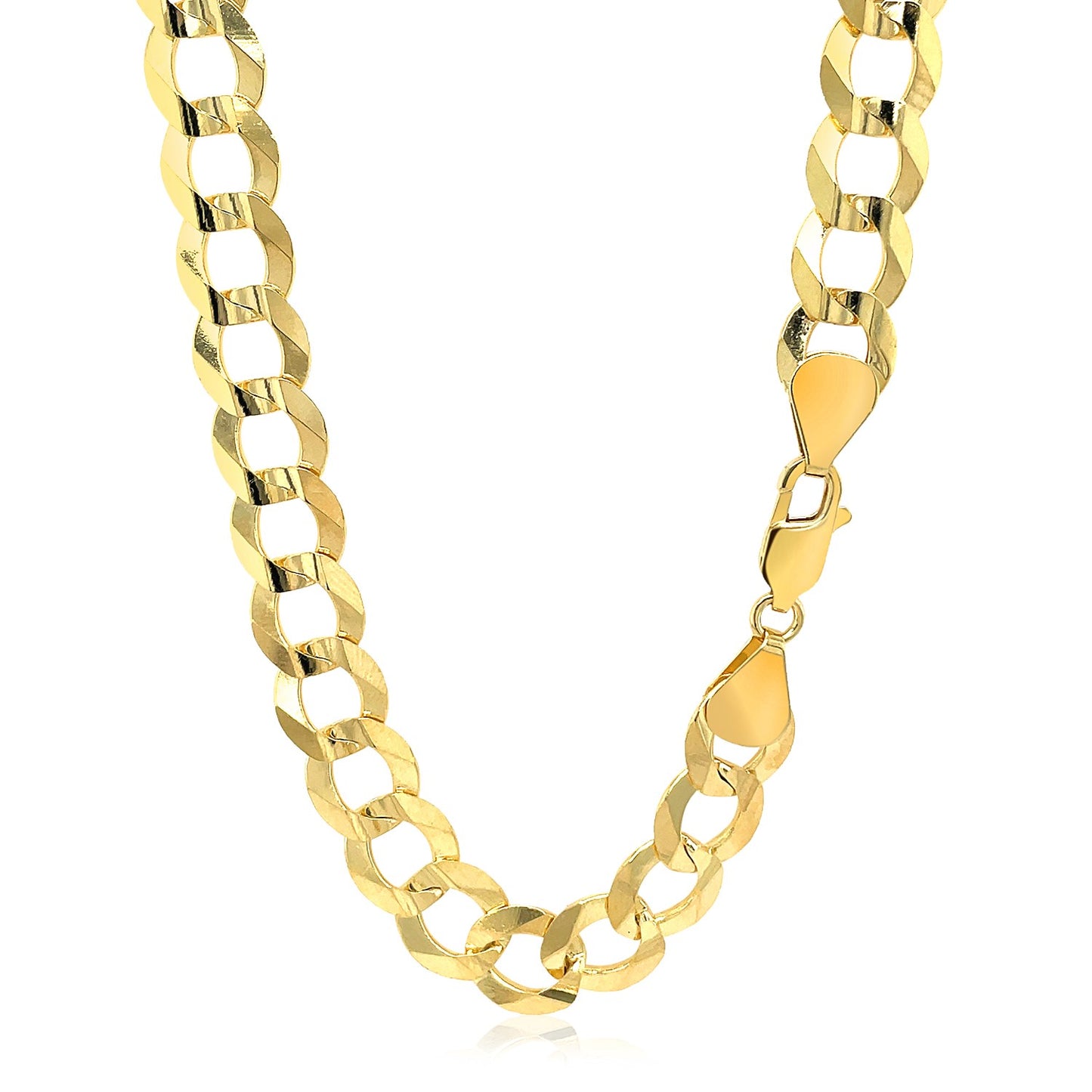 14k Yellow Gold Solid Curb Chain (10.00 mm)