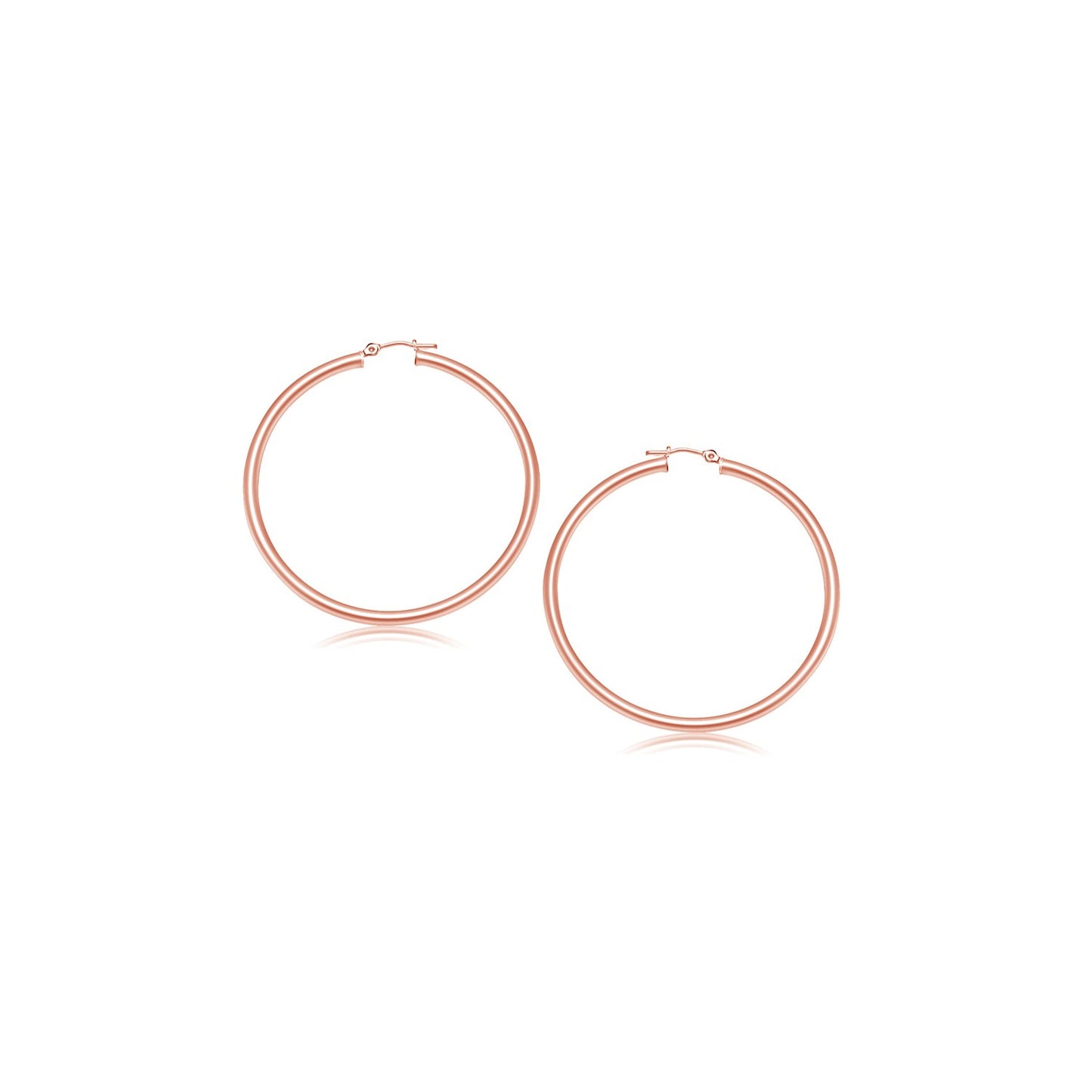 14k Rose Gold Polished Hoop Earrings (3x15mm)