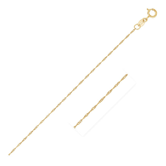 14k Yellow Gold Singapore Chain 0.6mm (0.60 mm)