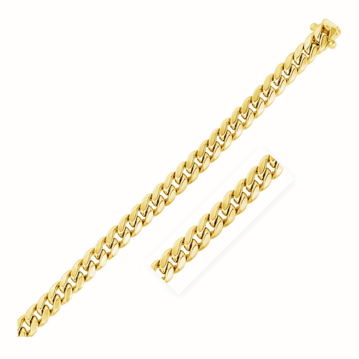 14k Yellow Gold Semi Solid Miami Cuban Chain (7.20 mm)