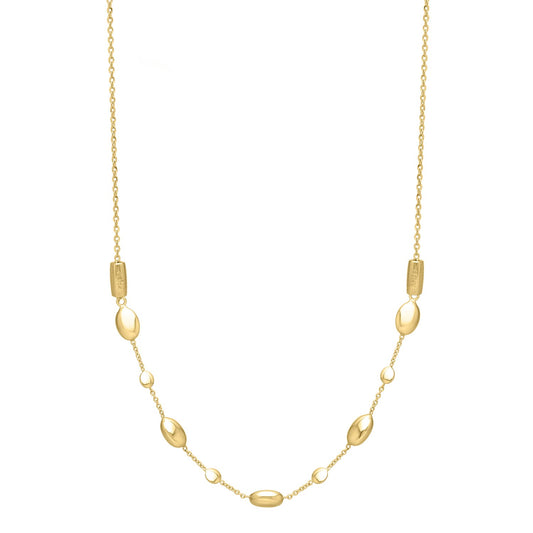 14k Yellow Gold Adjustable Puff Pebble Necklace