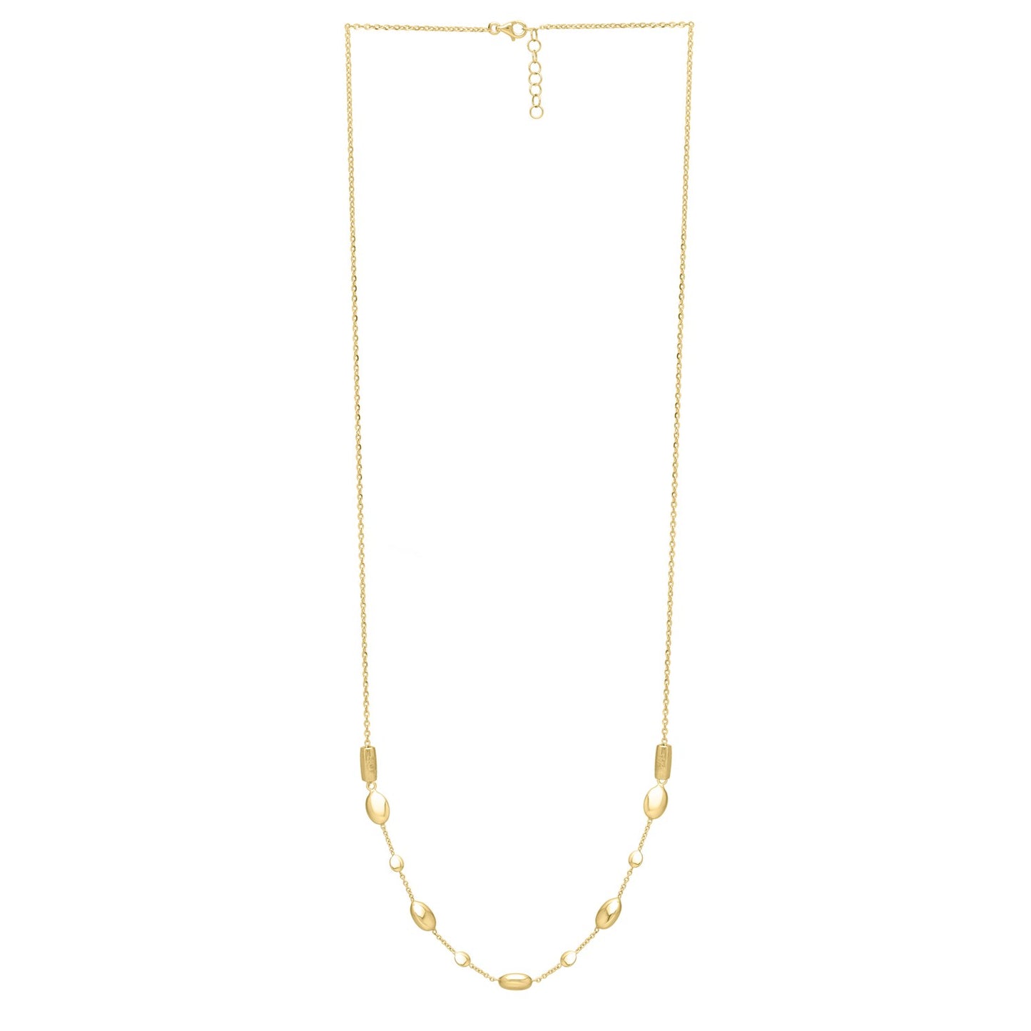 14k Yellow Gold Adjustable Puff Pebble Necklace