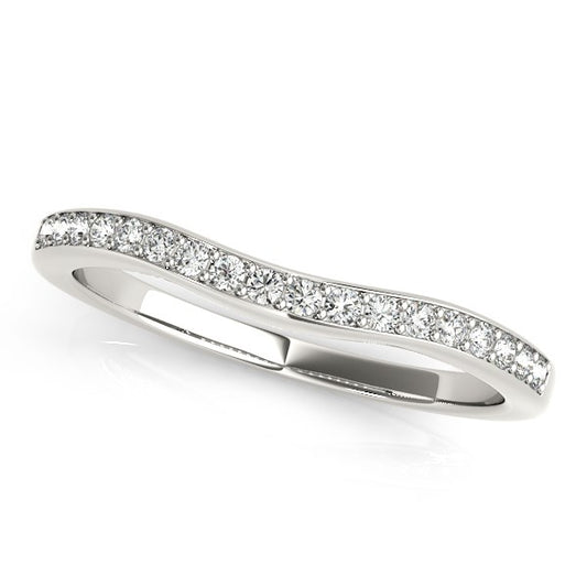 14k White Gold Channel Curved Diamond Wedding Band (1/4 cttw)