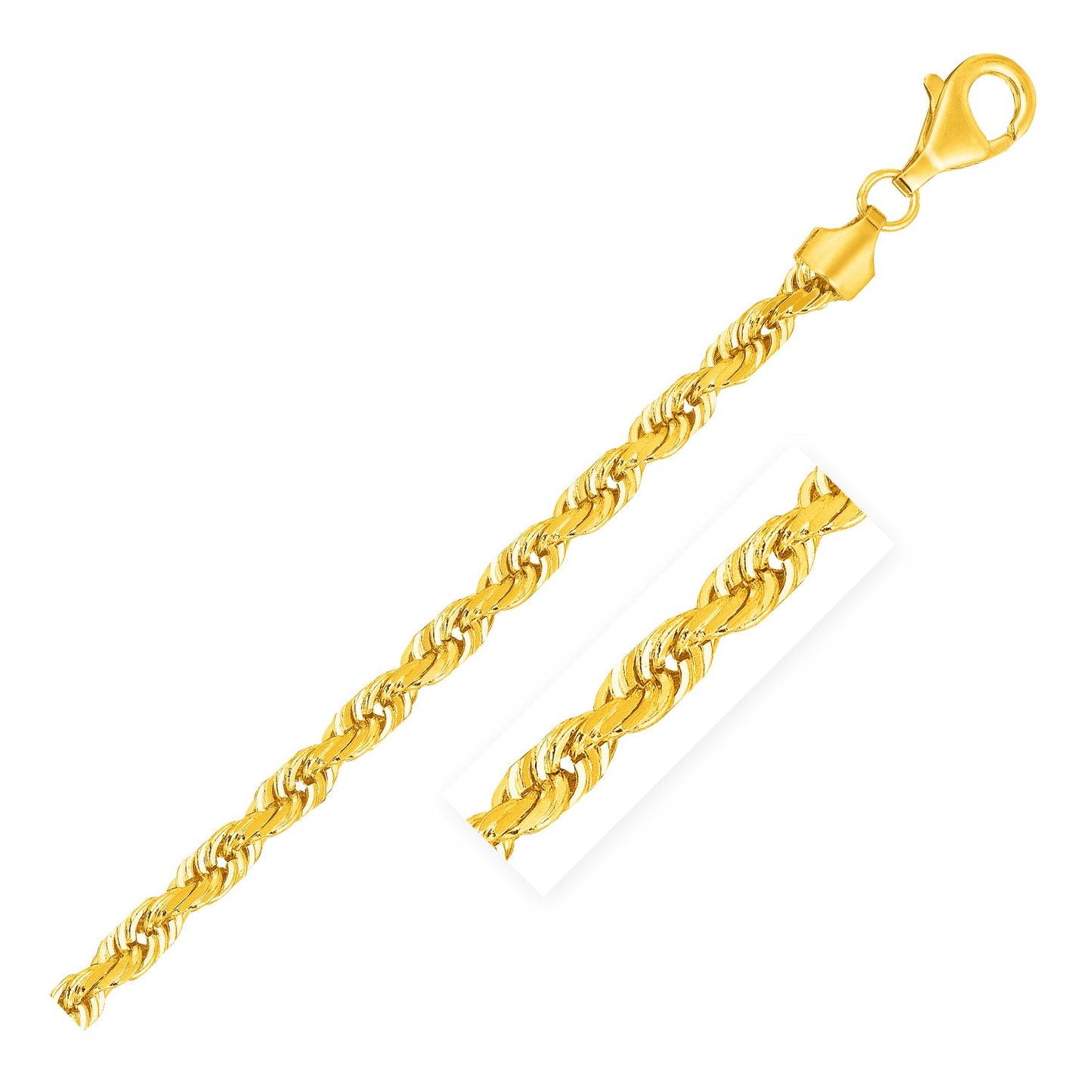 14k Yellow Gold Solid Diamond Cut Rope Chain (7.00 mm)