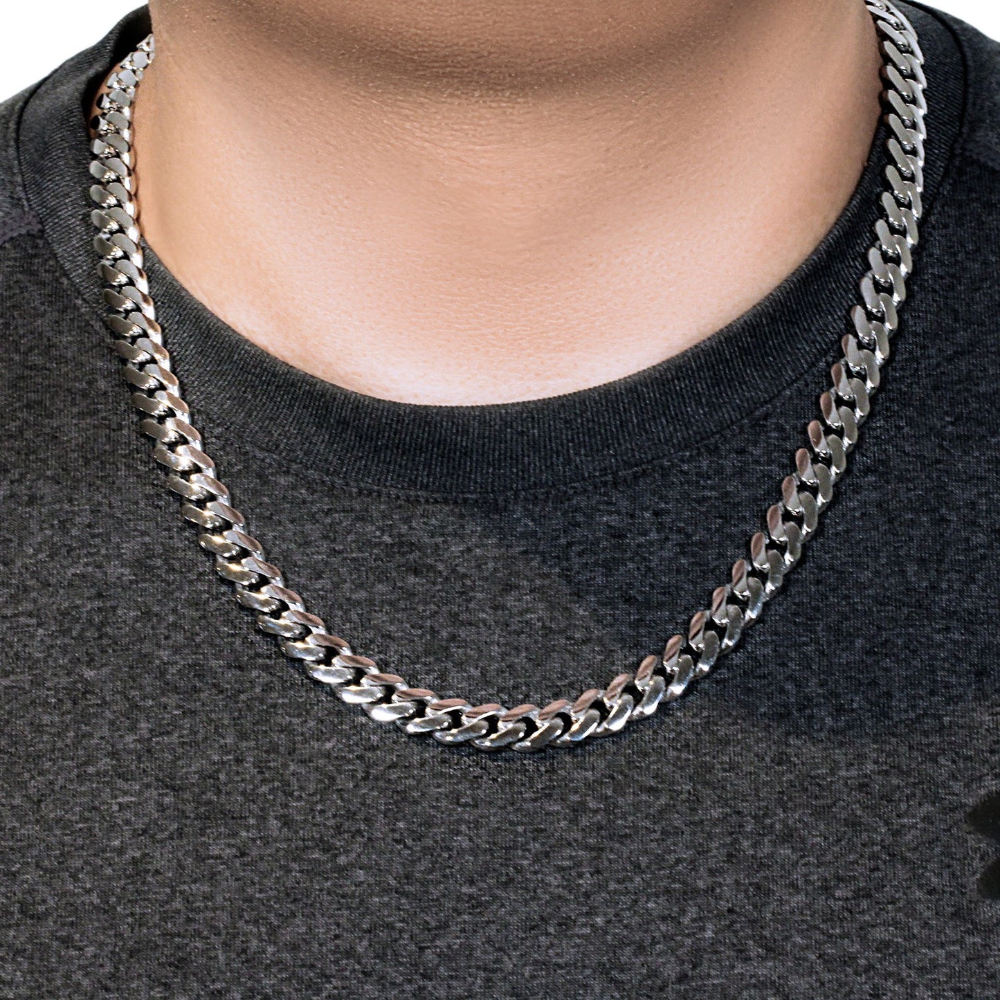 14k White Gold 22 inch Polished Curb Chain Necklace