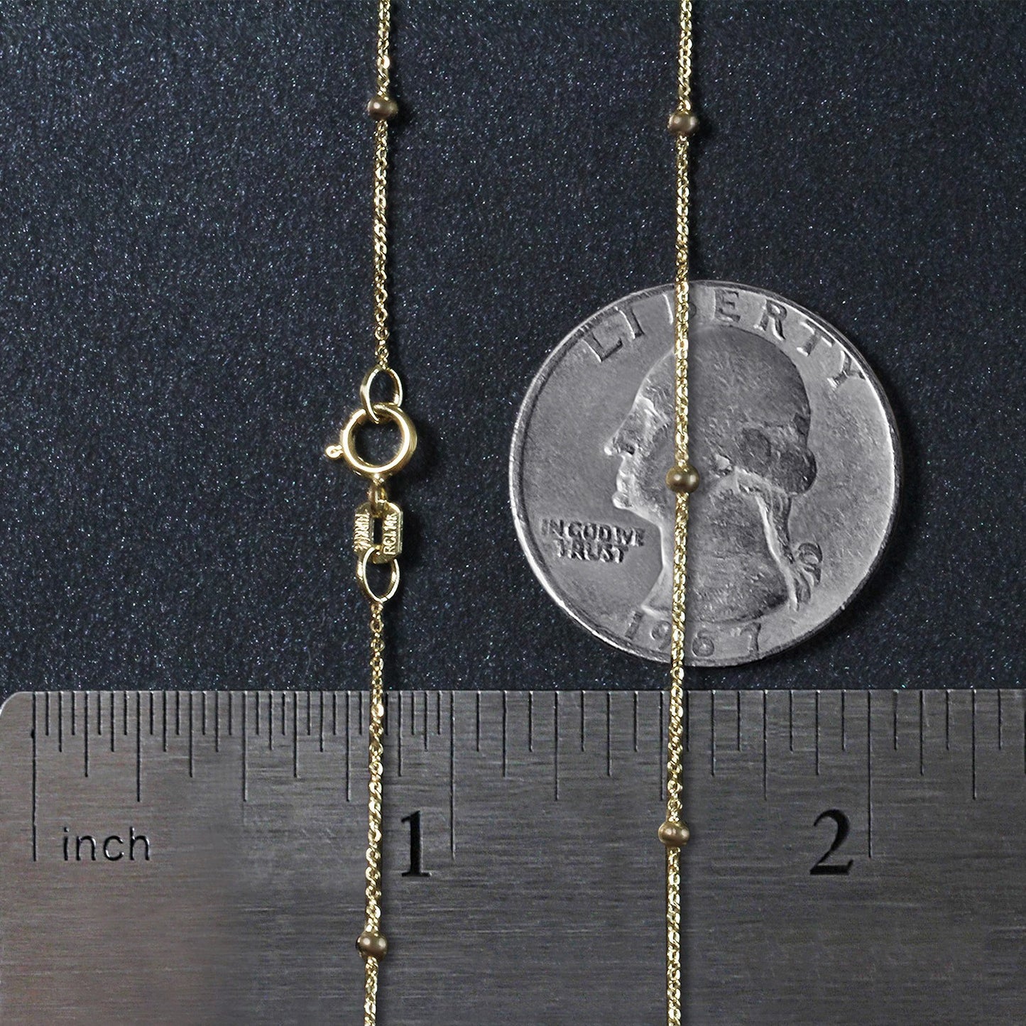 Bead Links Saturn Chain in 14k Yellow Gold (1.80 mm)