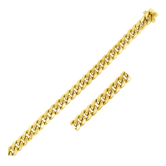 14k Yellow Gold Semi Solid Miami Cuban Bracelet (7.20 mm)