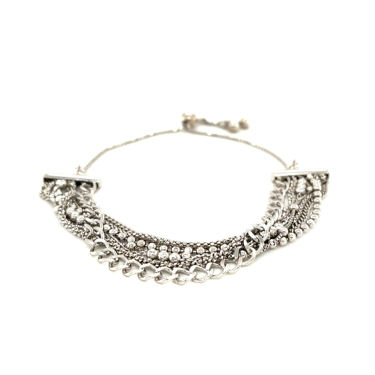 Adjustable Multi Chain Bracelet in Sterling Silver (15.00 mm)