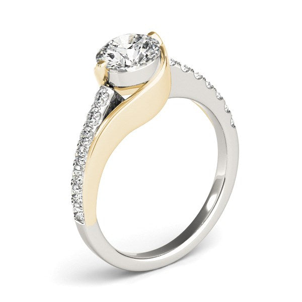 14k Two Tone Gold Split Shank Style Diamond Engagement Ring (1 1/4 cttw)