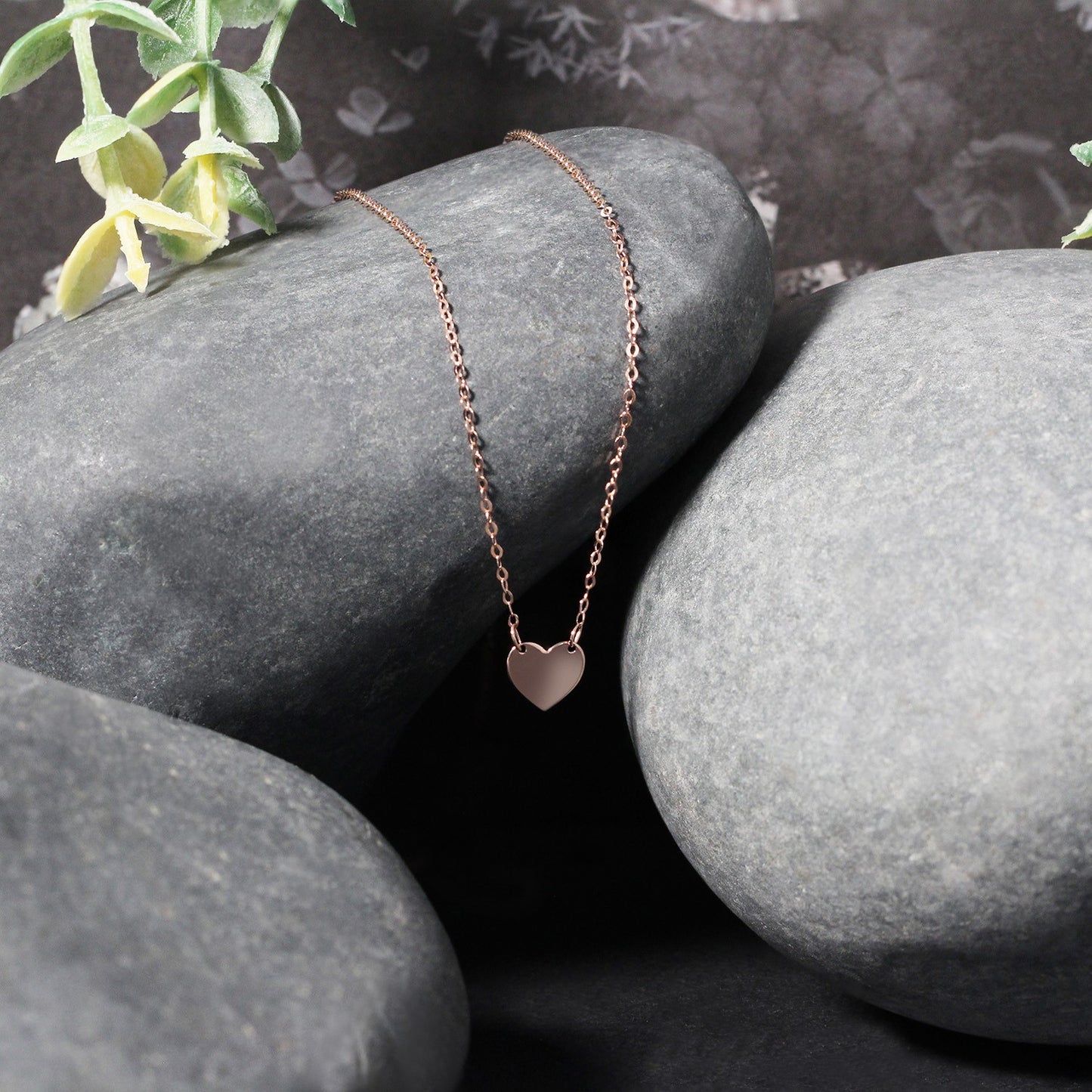 14k Rose Gold Polished Mini Heart Necklace