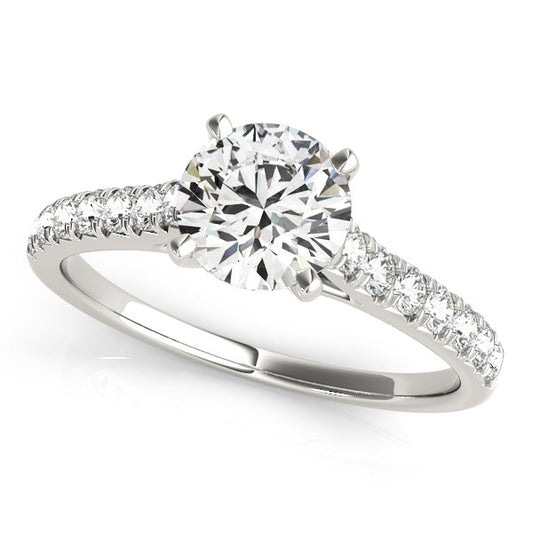 14k White Gold Single Row Band Diamond Engagement Ring (1 1/3 cttw)