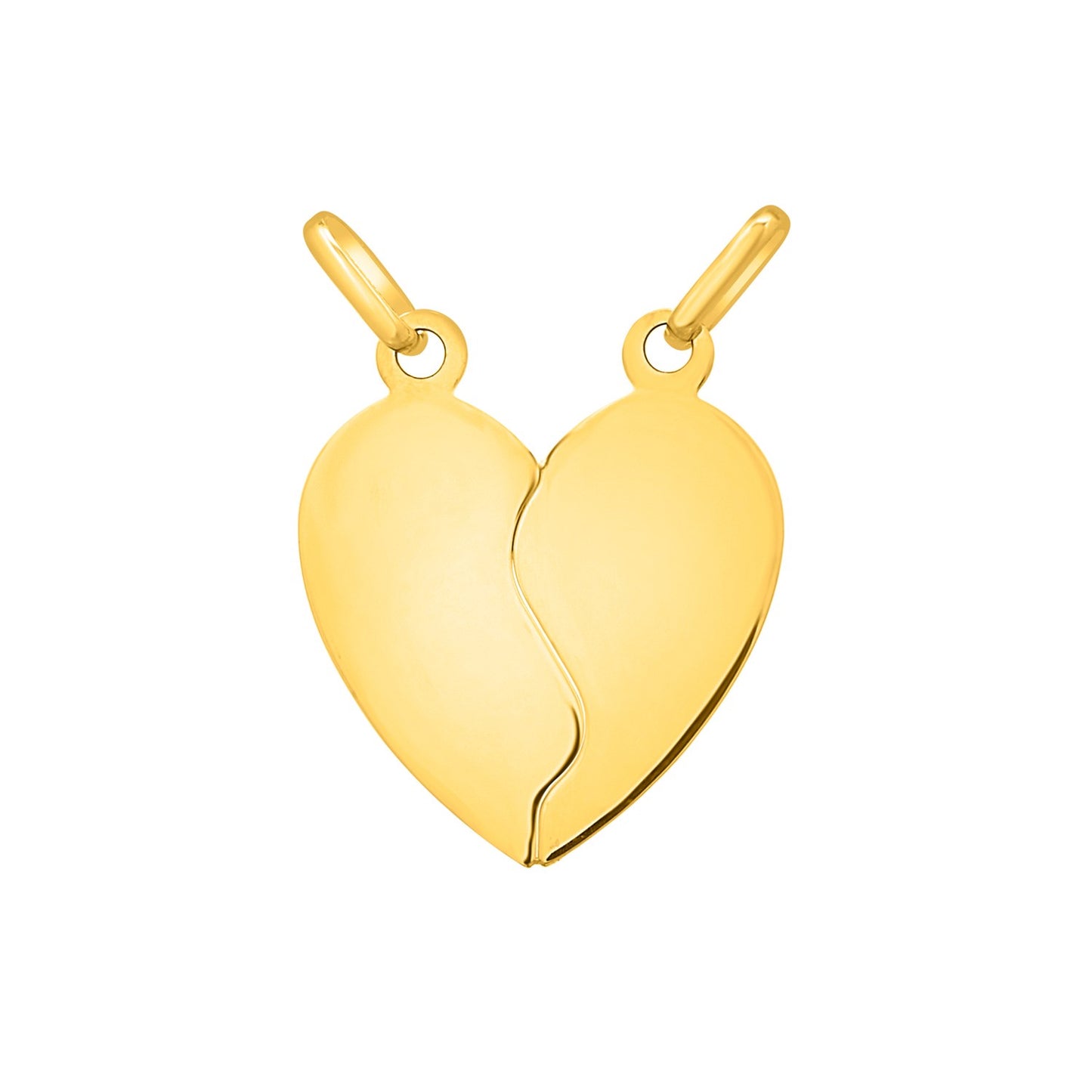 Broken Heart Pendant Double Bail 14K Yellow Gold