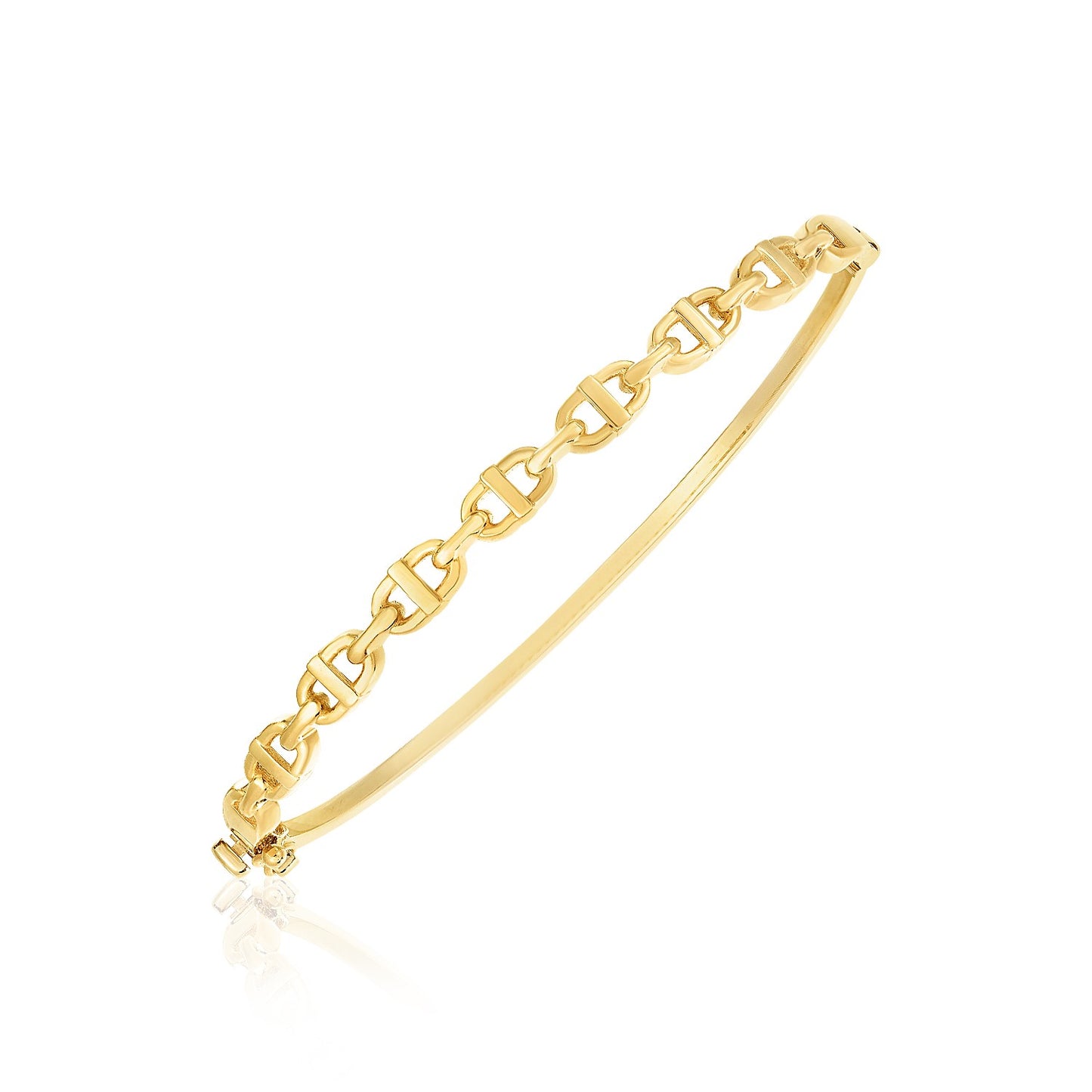 14k Yellow Gold High Polish Puffed Mariner Link Bangle (4.60 mm)